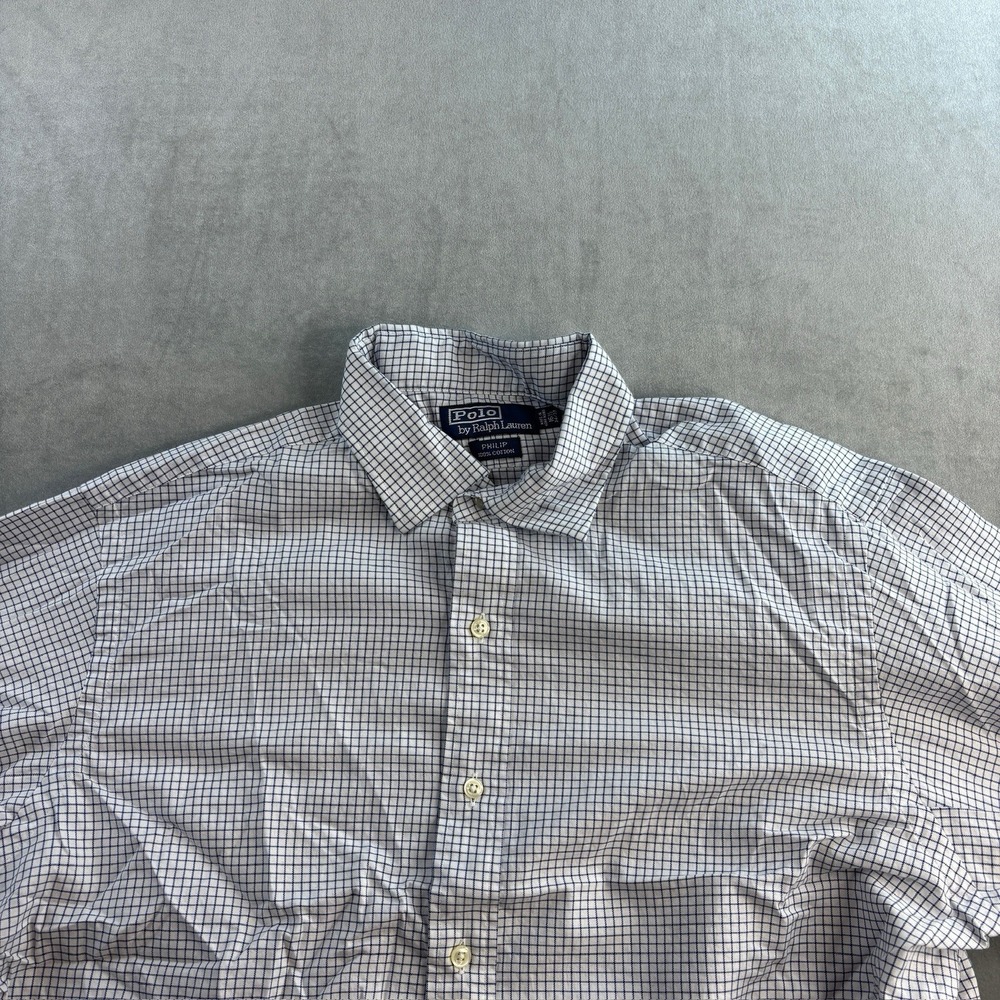 Polo Ralph Lauren Philip Button Up Shirt Men's 16.5 34/35 Blue White Check - Picture 5 of 13